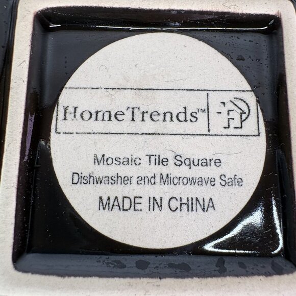 Home Trends MOSAIC TILE Multicolor Blocks Rim Beige Square Salad Plates Set of 4 - Picture 10 of 16